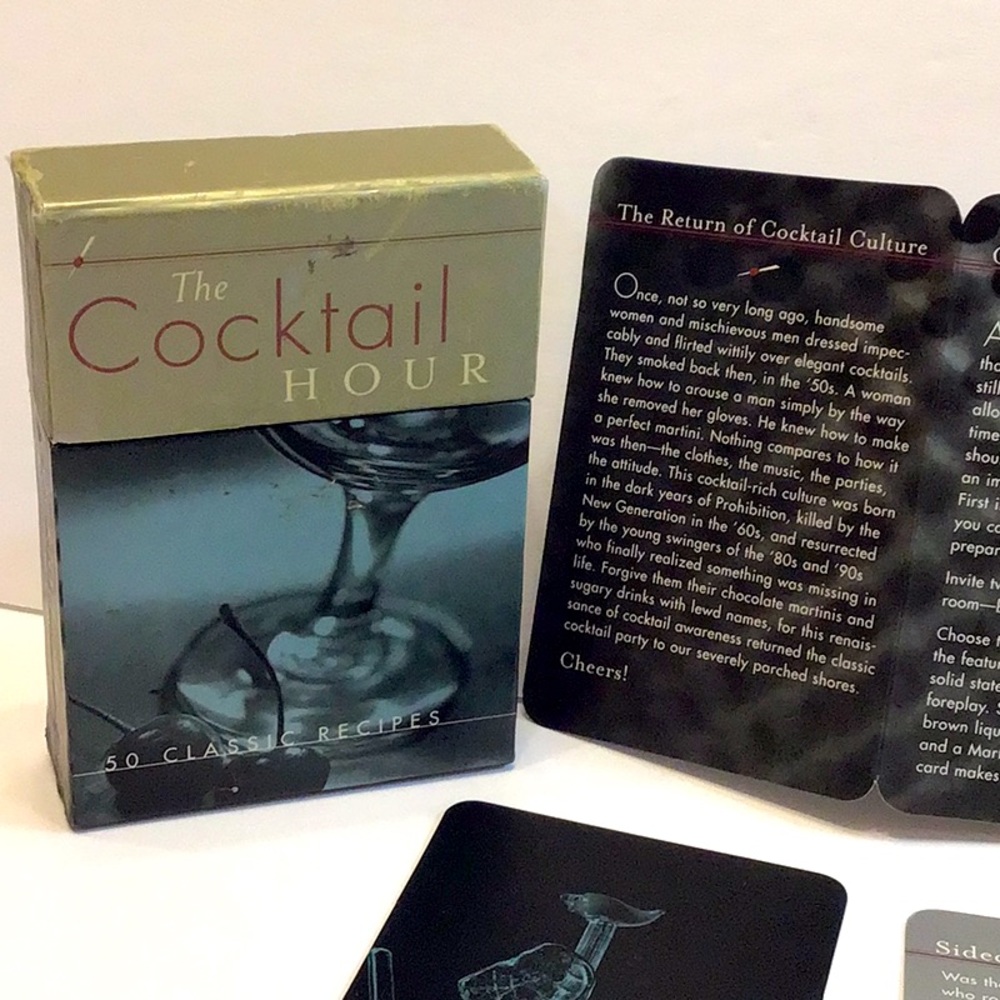 “The Cocktail Hour” 50 classic recipes on hard 3.5” x 5” cards